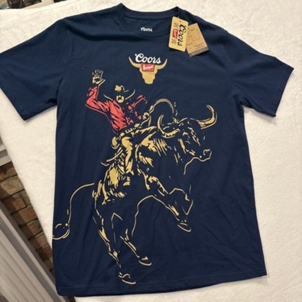 Coors Graphic Tee, Navy Blue Med, Licensed, Collectors Edition, Rare, Bullrider